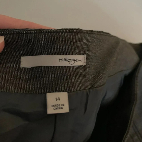 Halogen Skirt Women’s 14 Grey Linen Blend Pencil Skirt W35” L21” Zip Side - Picture 5 of 7